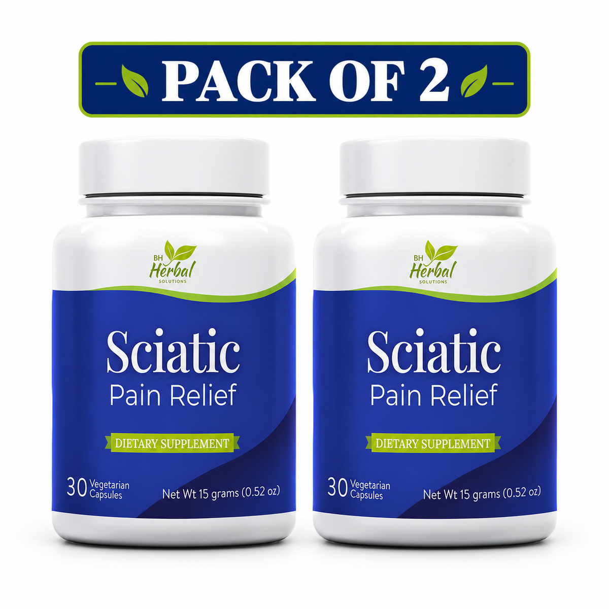 BH Herbal Solutions Sciatic Pain Relief Supplement – 30 Vegetarian Capsules – Pack of 2 (60 Total)